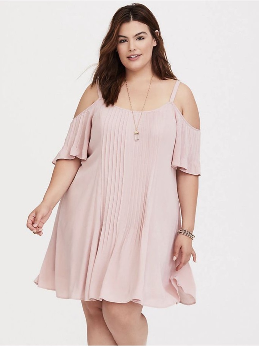 NWT Torrid Blush Pink Cold-Shoulder Dress Size 1 (14/16) - Picture 2 of 5